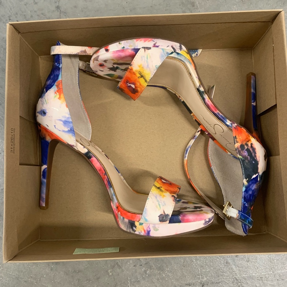 Floral Multi-Color High Heel Sandals - Women's Dress Heels